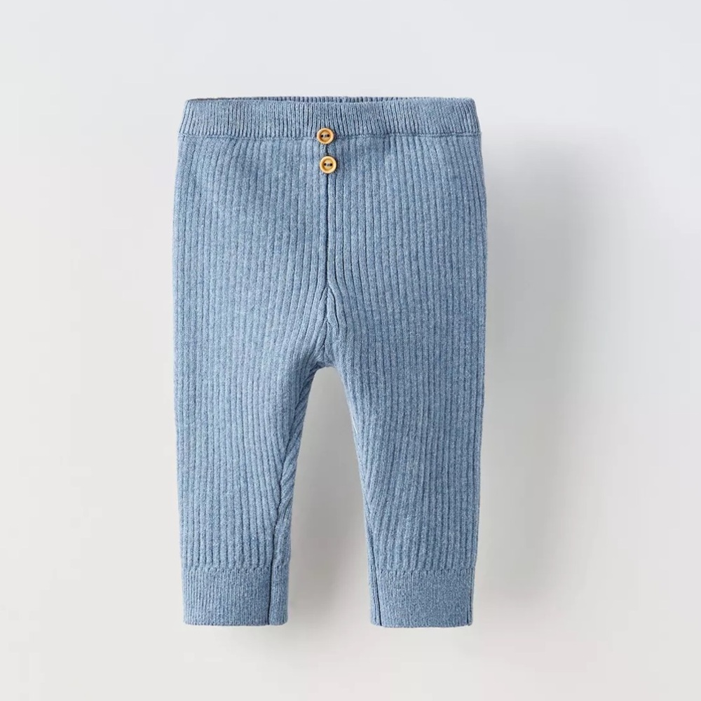 Zara Kids Blue Ribbed leggings 6-9 months